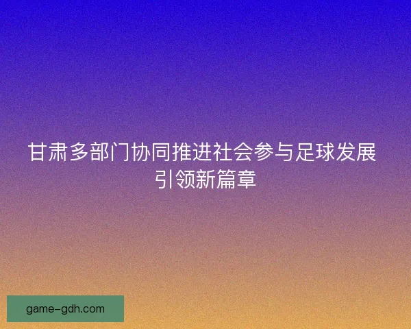 甘肃多部门协同推进社会参与足球发展 引领新篇章
